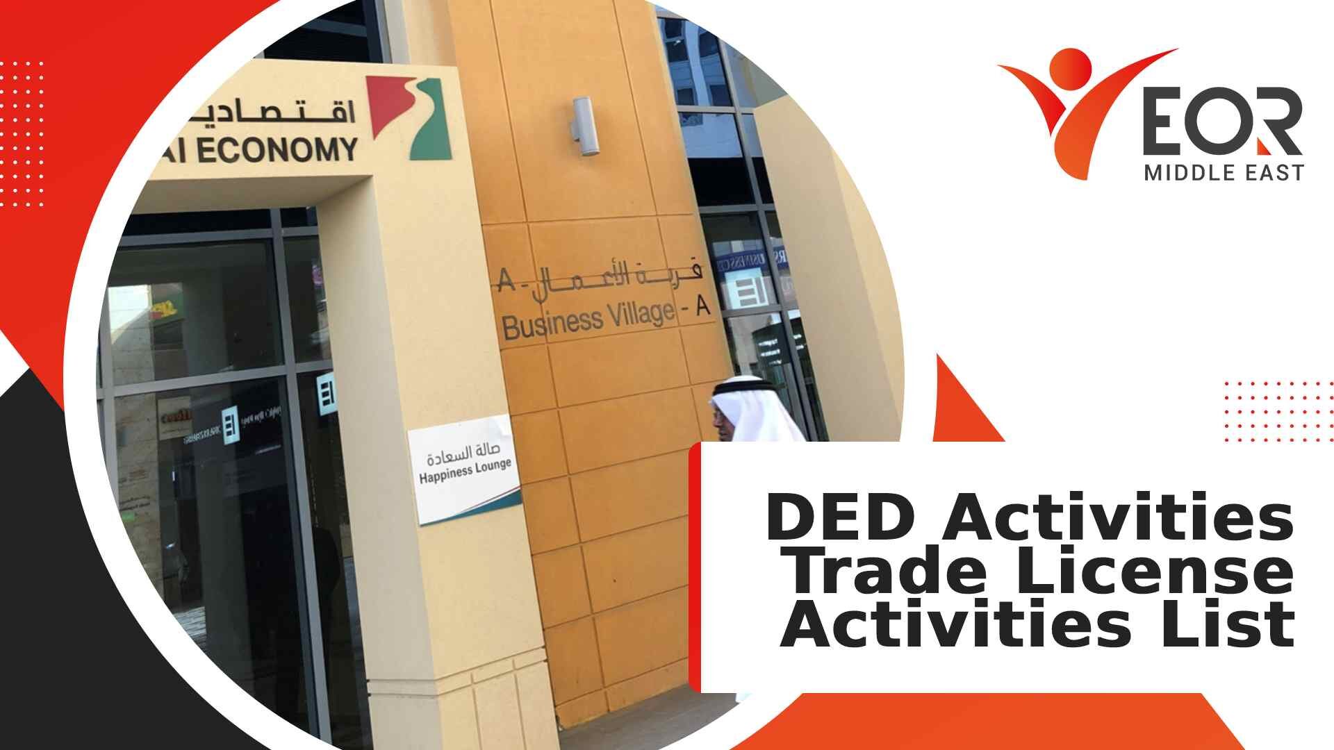 DED Activities Trade License Activities List